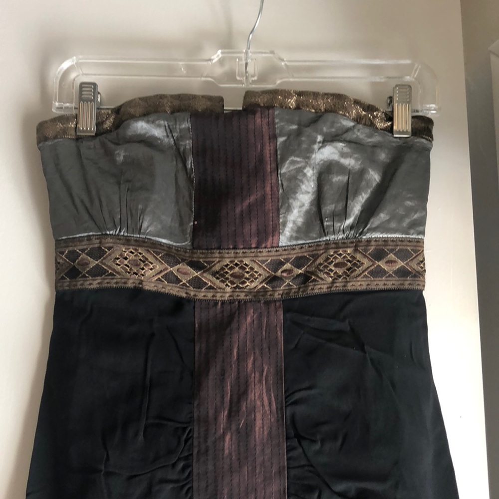 Nicole Miller black and gold strapless dress sz 2